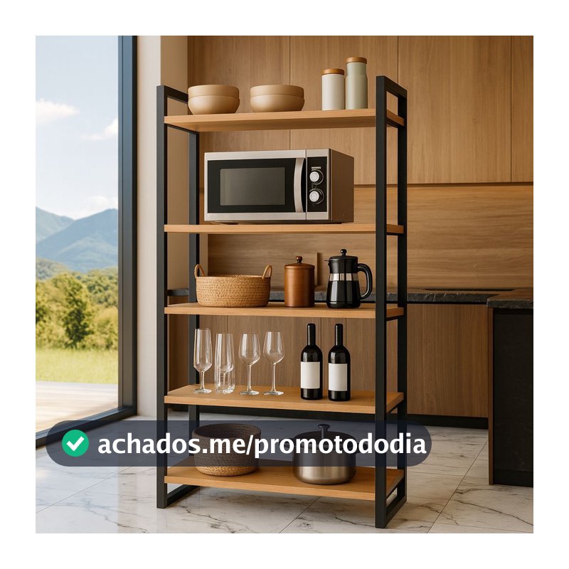 QUEIMA DE ESTOQUE - Aparador Industrial Multiuso com 5 Prateleiras para Cozinha - em Metalon