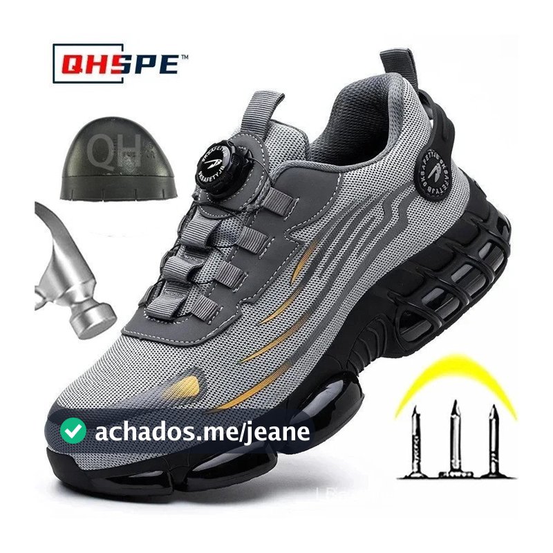 Sapatos de Segurança Masculinos com Botão Rotativo, Anti-Esmagamento, Resistentes a Perfurações, Trabalho Y1K9 1KNR