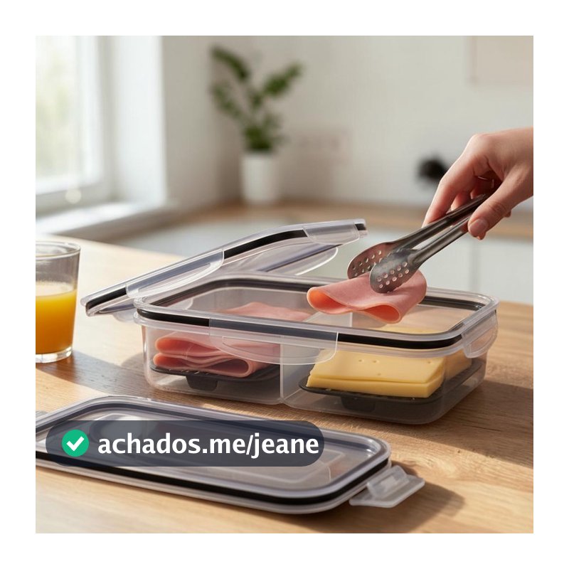 Porta Frios Hermético com Tampa de Silicone | Organizador de Geladeira para Queijo, Presunto e Frios