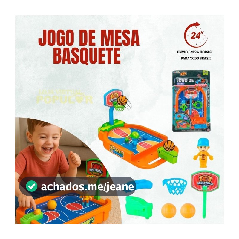Basquete de Mesa Infantil Portátil Jogo Educativo Esporte Criança Diversão Casa