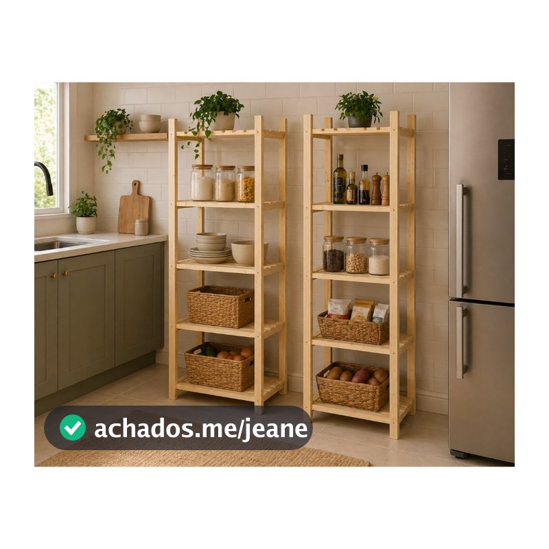 Kit Duas Estantes Multiuso Pinus Organizador Sala Quarto Cozinha