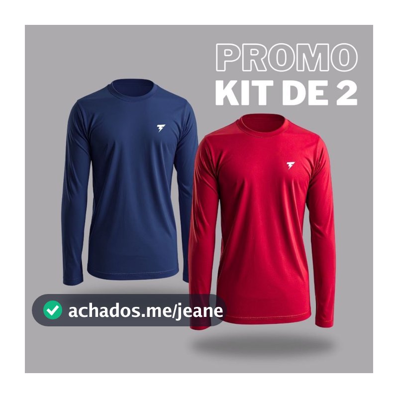 Kit com 2 Camisetas Manga Longa Uv50 Proteção Moda Praia Unissex