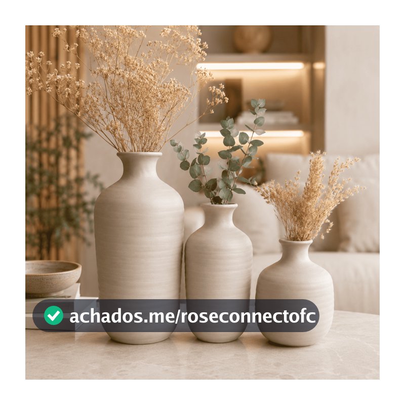 Kit Trio de Vasos Duna Premium Cerâmica Alta Qualidade Luxo Decoração Casa Sala Mesa