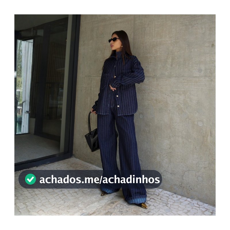 Conjunto Calça Wide Leg e Camisa Oversized Jeans Moda Blusa Feminina Social Cintura Alta Manga Longa