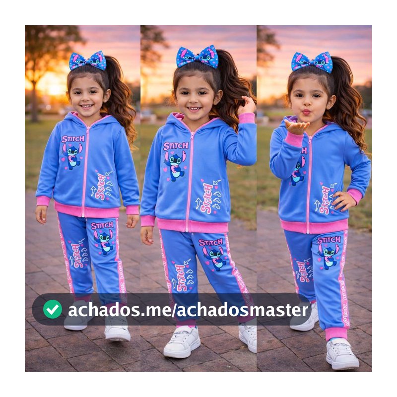 Conjunto Infantil Menina Stitch De Inverno Moda Blogueirinha Estilosa Moletinho