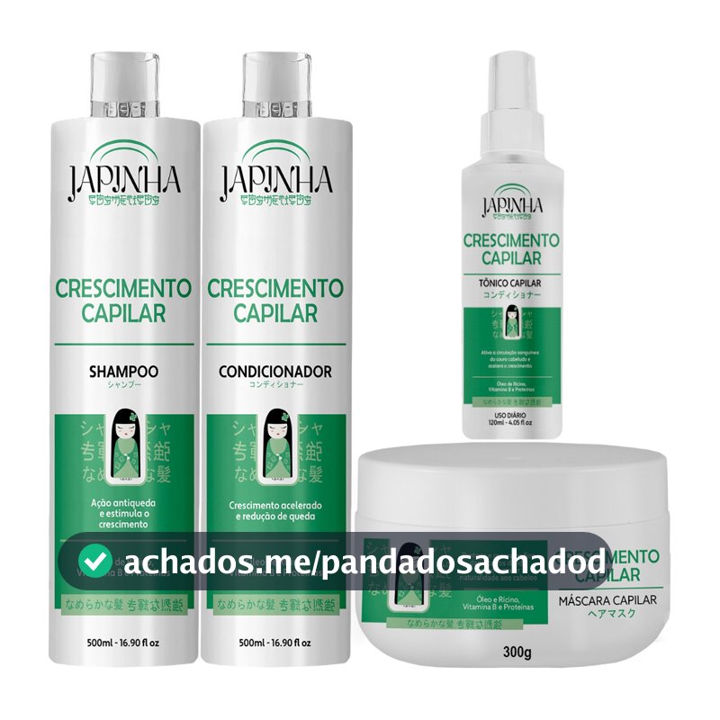 Kit Completo Crescimento Capilar Japinha – Fortaleça Seus Fios da Raiz às Pontas!
