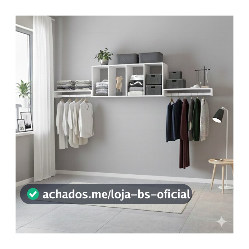 Arara Suspensa De Parede Closet Aberto Cabideiro 61