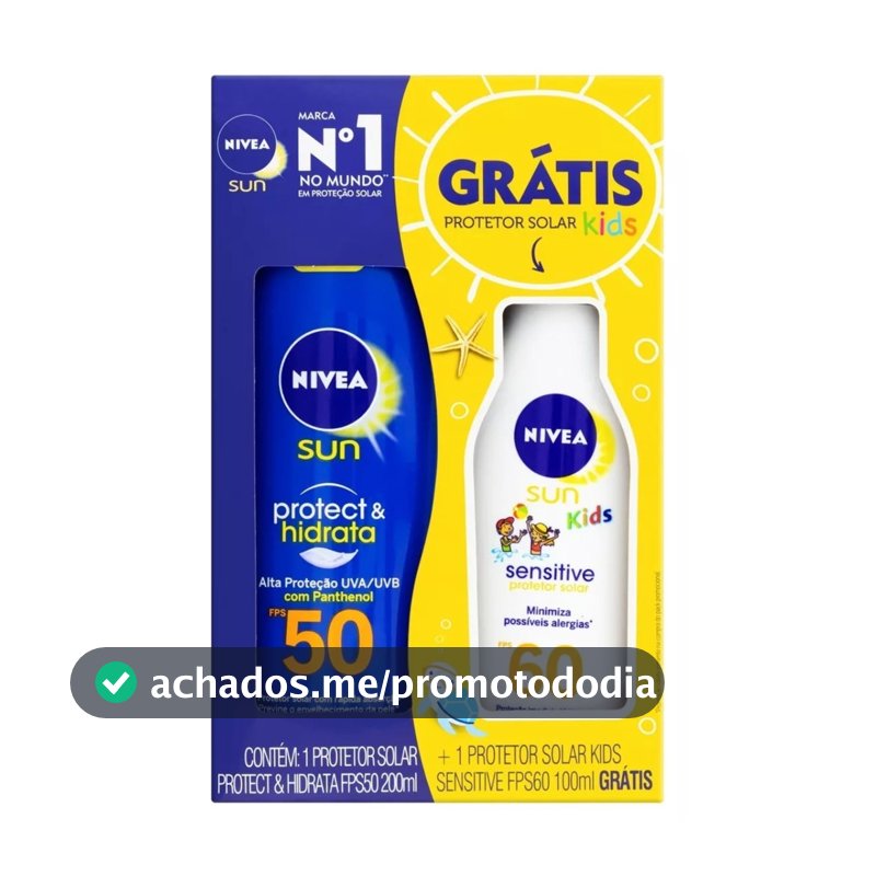 Kit Protetor Solar Adulto 50 FPS 200 ml + Protetor Solar Infantil 60 FPS 100 ml - Nivea