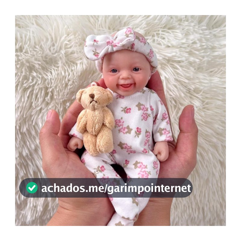 Bebê Reborn Boneca 20cm Silicone Sólido Menina Olho Azul