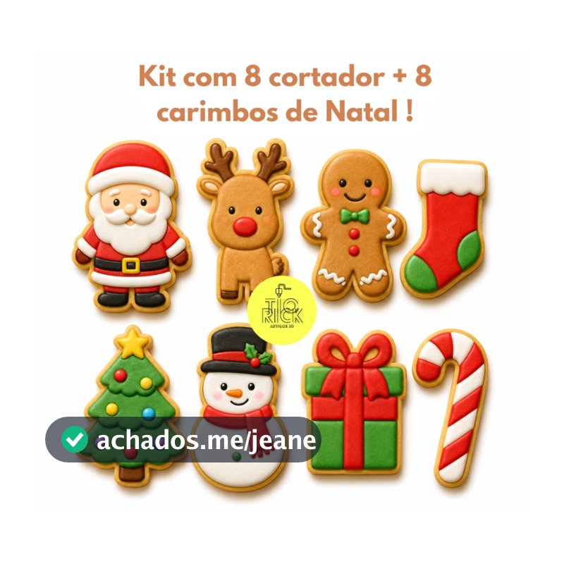 kit 8 peças de cortador e marcador/carimbo, molde de natal, biscoitos de natal papai noel arvore de natal