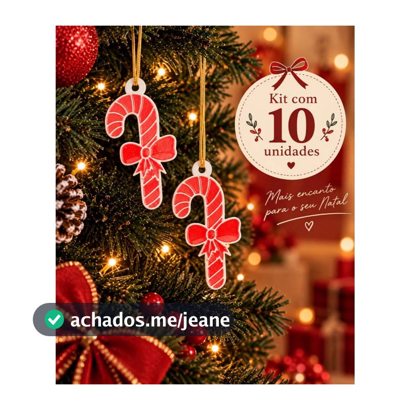 Kit 10 Bengalinhas de Natal 3D Laço Pingente Árvore Decoração Enfeite Natalino