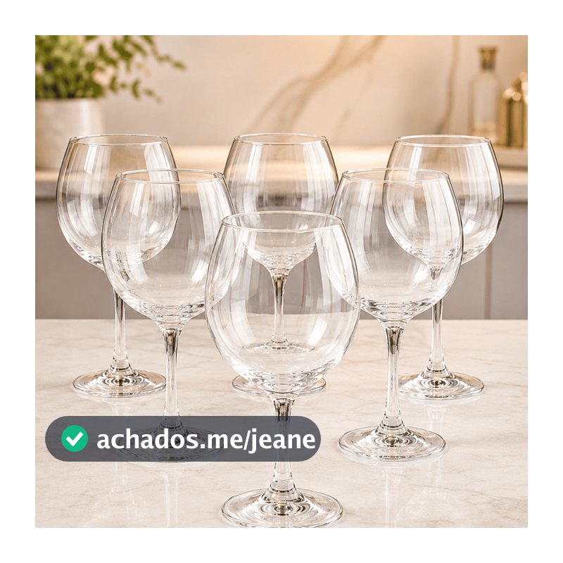 Taça Gin 600ml Jogo 6 Taças Gin Tônica Vidro Drink Coquetel Grande Bar