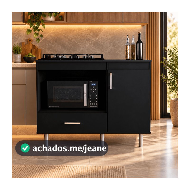 Balcão para Cooktop 5 Bocas Turim 105cm Branco MDF/MDP MoveLove com Nicho Grande