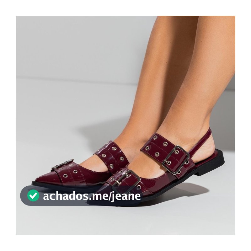 Mule Slingback Juju Bico Fino Tira Elástica Detalhes em Ilhós e Fivela Not-me