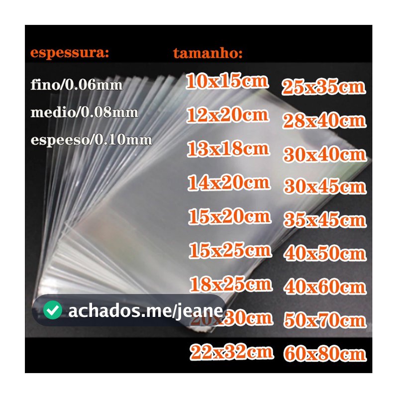 Saco Plástico Cristal Transparente  1kg /1000g   vários tamanhos    P/ Roupas