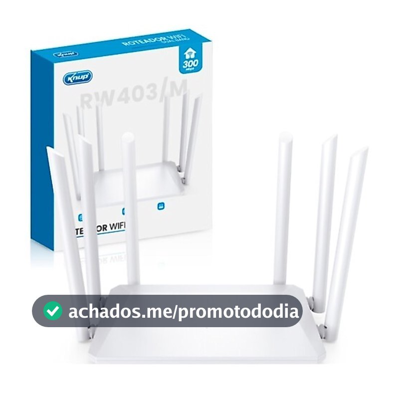 Roteador Wifi 2.4GHz 300mbps com 6 Antenas KNUP - KP-RW403/M