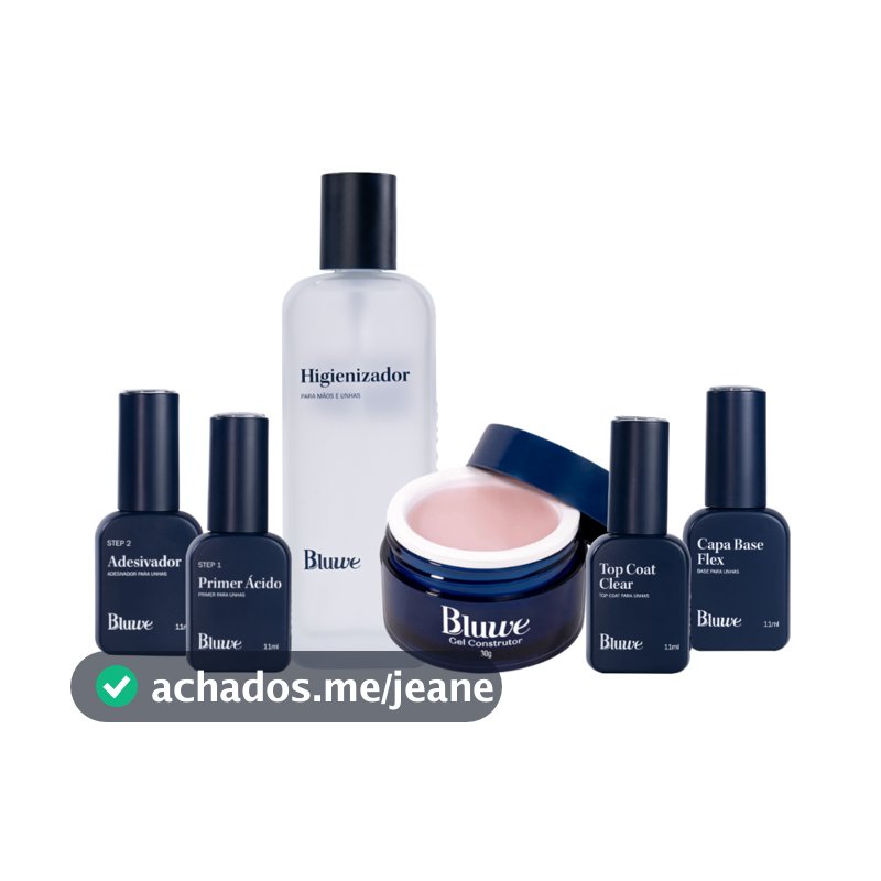 Bluwe Kit Higienizador Gel ( Cor À Escolher) Top Coat Clear Capa Base Flex Ácido Adesivador