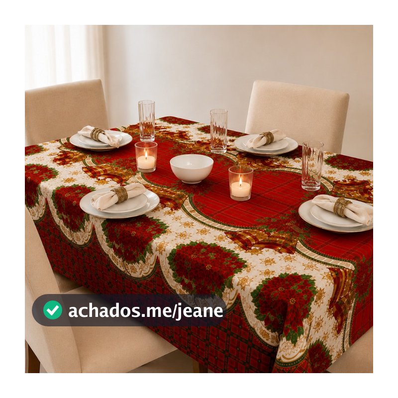 Toalha de Mesa Natalino Oxford Fio Tinto 4 / 6 / 8 Lugares – Elegante, Resistente e Fácil de Limpar