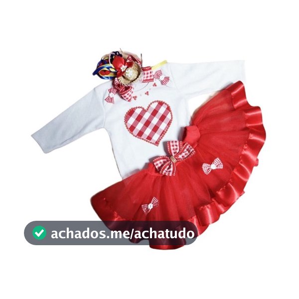 Body Bebê Manga Longa Mesversário Festa Junina + Saia Tutu