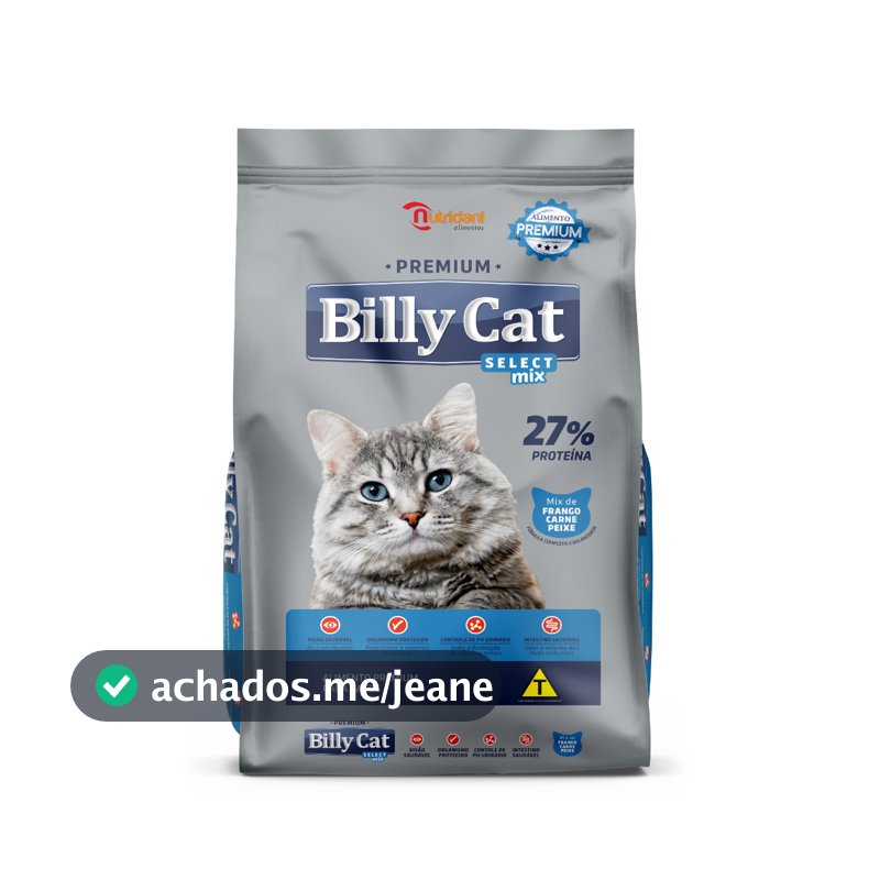 Ração Gatos Adultos Billy Cat Mix Frango Carne Peixe 7kg