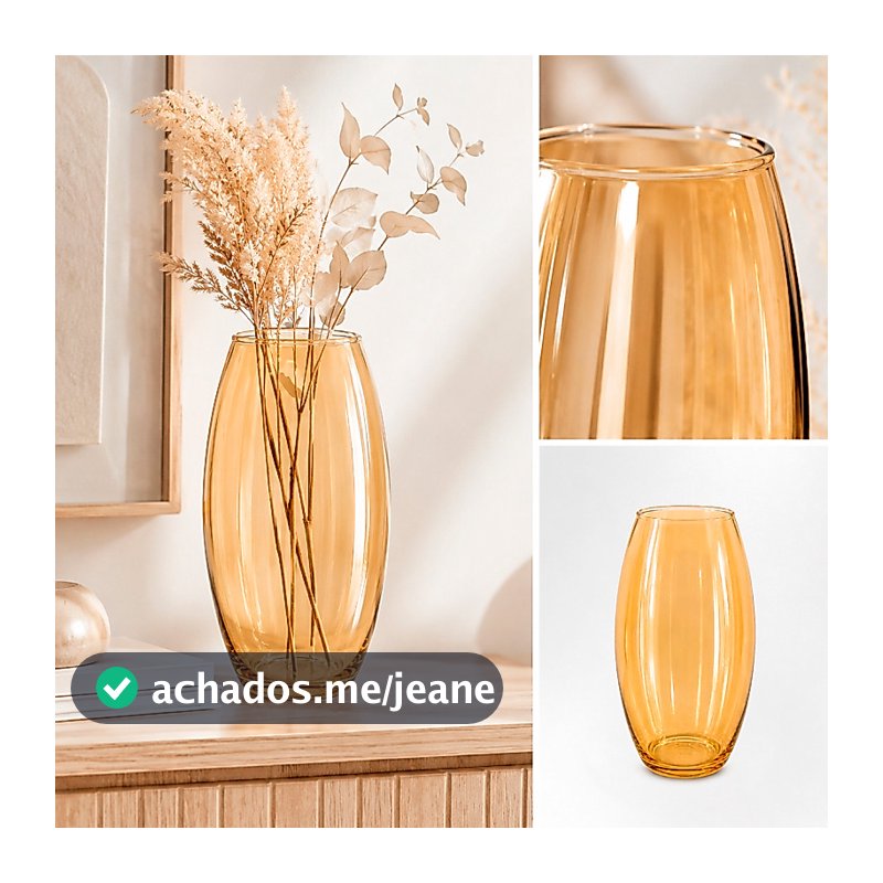 Vaso Decorativo Romeu Âmbar em Vidro Transparente Elegância para Sua Decoração