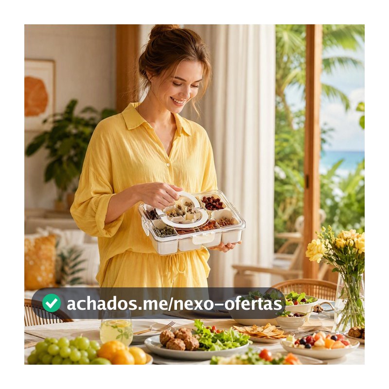 Caixa Organizadora de Alimentos Transparente Geladeira Empilhável Multiuso com Divisórias