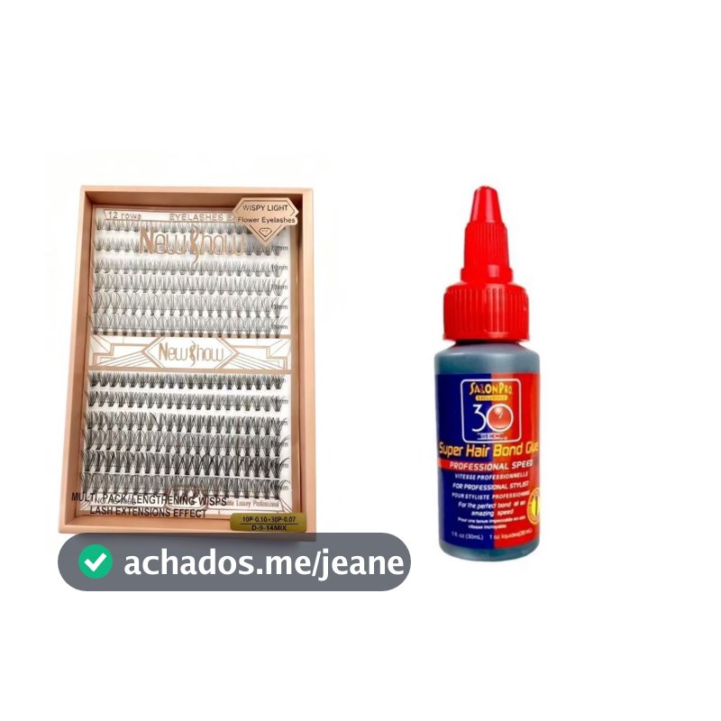 New Show Conjunto de 1 Super Cola Salon Pro 30ml+1 Caixa Com Cílios postiços 6D MINK-Tufinhos Sem Nó