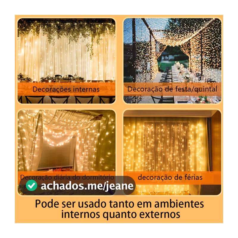 LED Cortina 4x3 3x3 led pisca luz romântica para casamento de natal ao ar livre Branco Quente