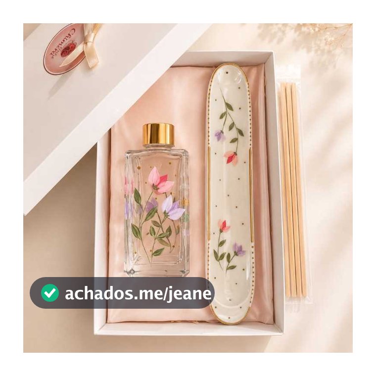 Kit Incensário e Difusor de Varetas Decorativo Tulipas Pintadas à Mão em Porcelana e Vidro