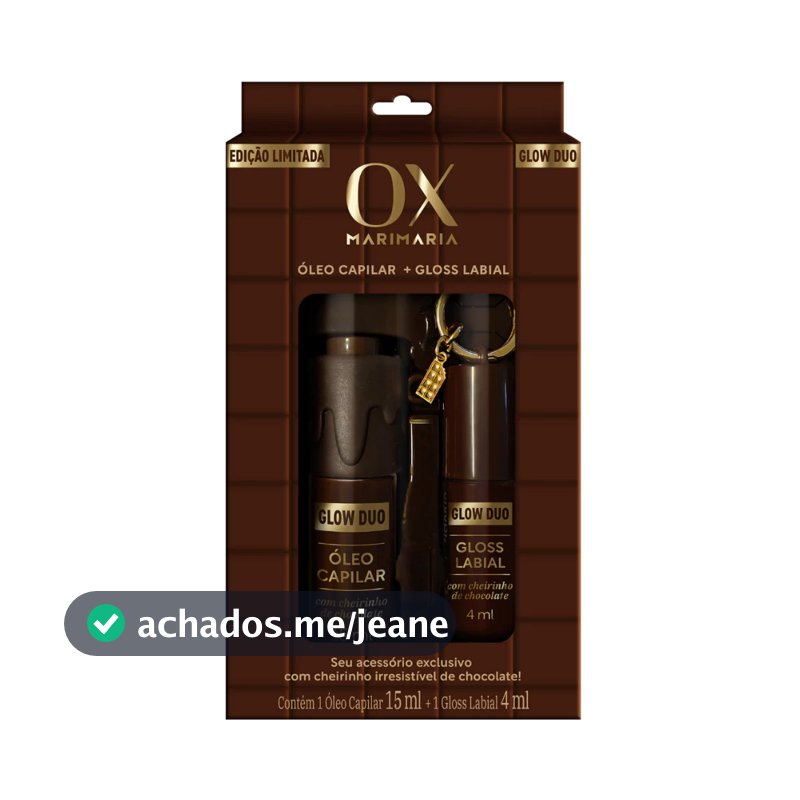 Kit Ox Glow Duo Chocolate Mari Maria - Óleo Capilar 15ml + Gloss Labial 4ml