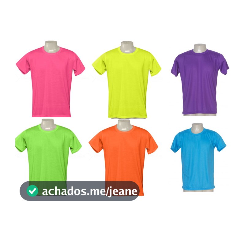 Camisas Cores Neon 100% Poliester- Adulto- BRILHA LUZ NEGRA