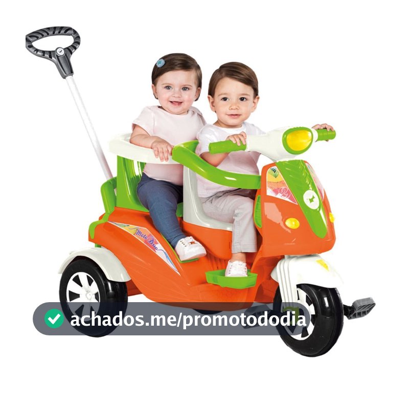 Carrinho de Passeio e Pedal Calesita Moto Duo Dois Lugares