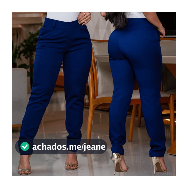 Calças Feminina Social Alfaiataria Zíper Lycra Skinny Casual Trabalho Elegante com Bolso