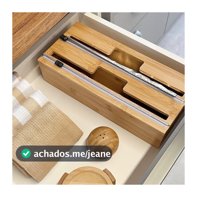 ORGANIZADOR CORTADOR DE ROLOS EM BAMBU