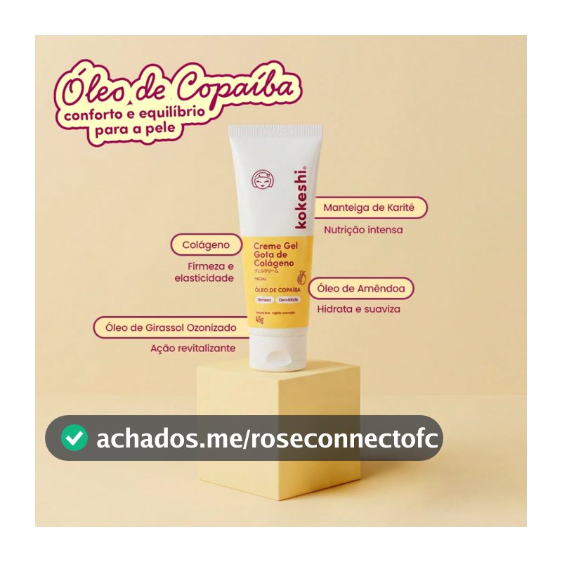 Creme Gel Regenerador Facial Gota de Colágeno Kokeshi 45g
