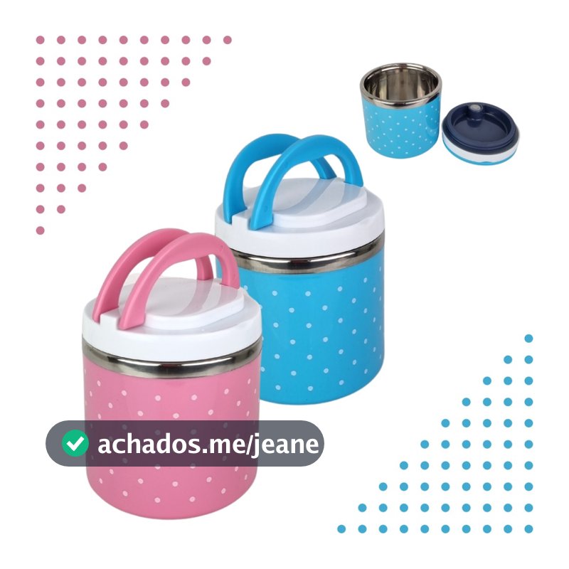 Pote Marmita Térmico De Plástico Com Inox E Vedação 450ml 11x11cm Prático E Fácil Top Útil