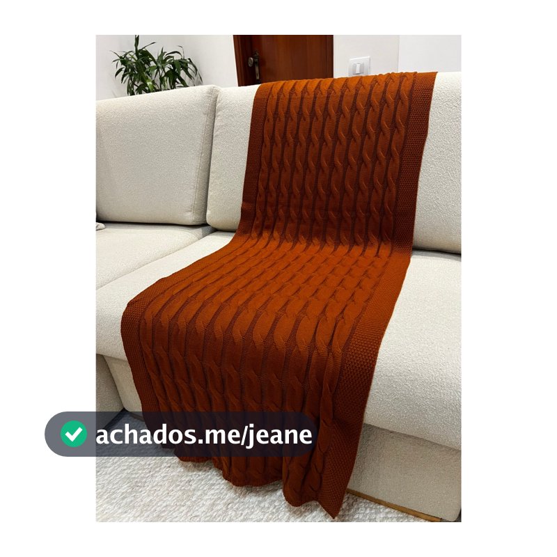 Peseira Manta Trança Sala Cama Casal Sofá Tricot 180x60cm