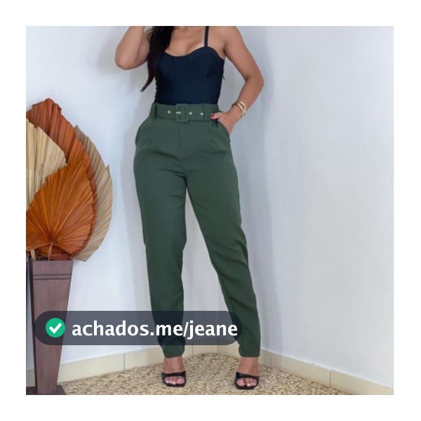 Calça Cintura Alta Feminina Alfaiataria Para Cinto Social Elegante Casual Tendência Moda Premium