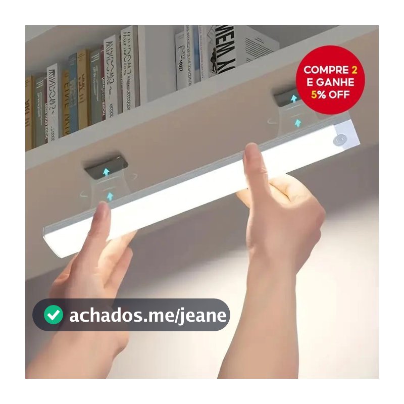 Luz LED com Sensor de Movimento Recarregável por USB - Magnética, Brilho Ajustável para Guarda-Roupas e Armários
