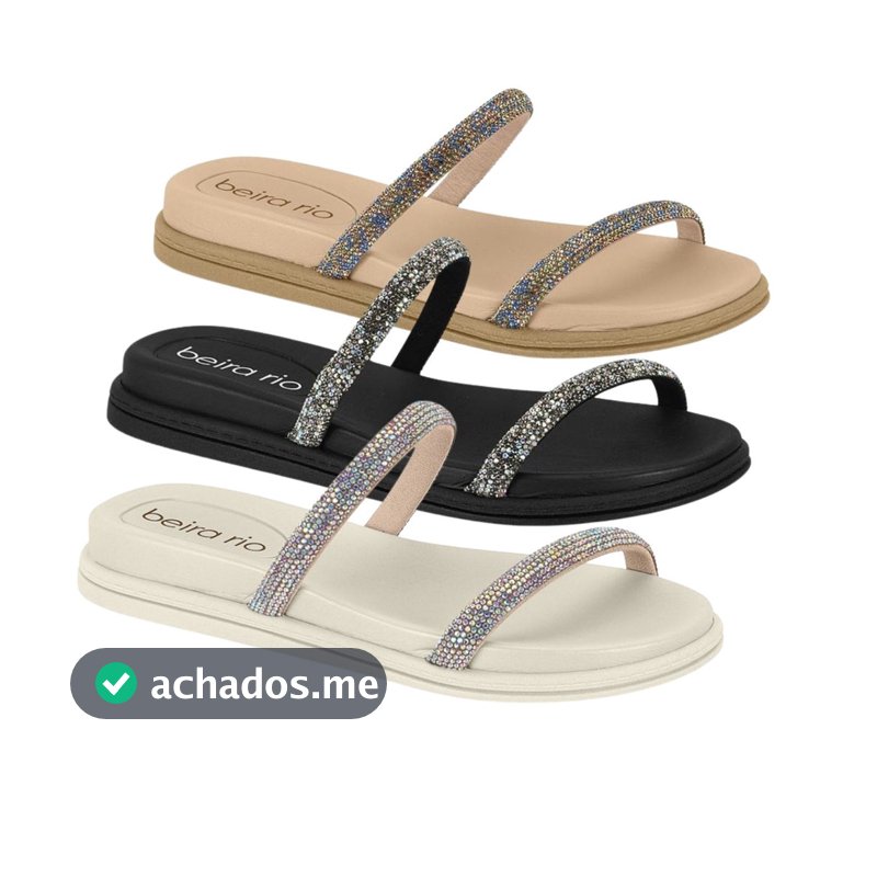 Papete Sandalia Feminina Colorida Gliter Conforto Beira Rio Original Promoção