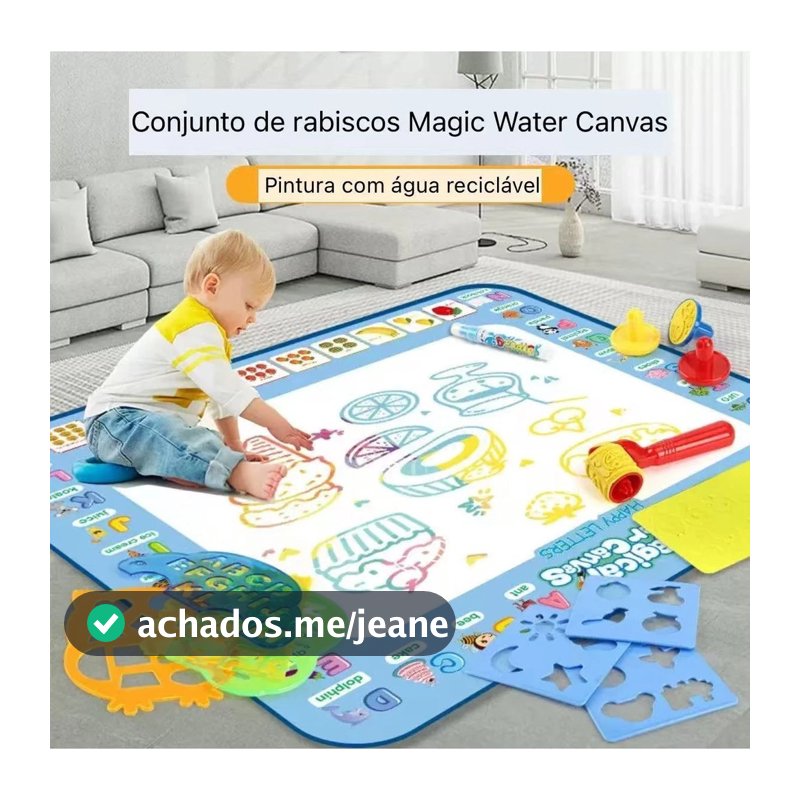 Tapete de Água Mágico Brinquedo Educativo para Criatividade Reutilizável com 3 Canetas Presente Yumi