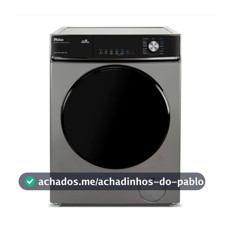 Lava e Seca Philco 16 Programas Eco Inverter 11kg Titânio PLS11C