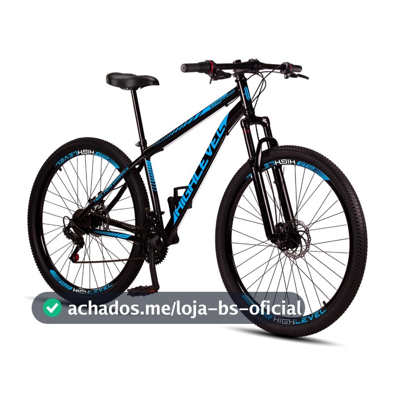 Bicicleta Aro 29 Highlevel Aço Carbono Freios a Disco Suspensão Dianteira 21 Marchas