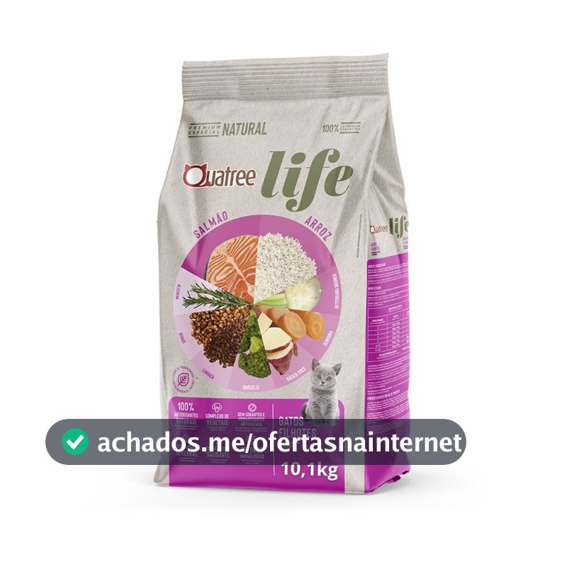 Ração Quatree Life Gatos Filhotes Salmão e Arroz - 10,1Kg