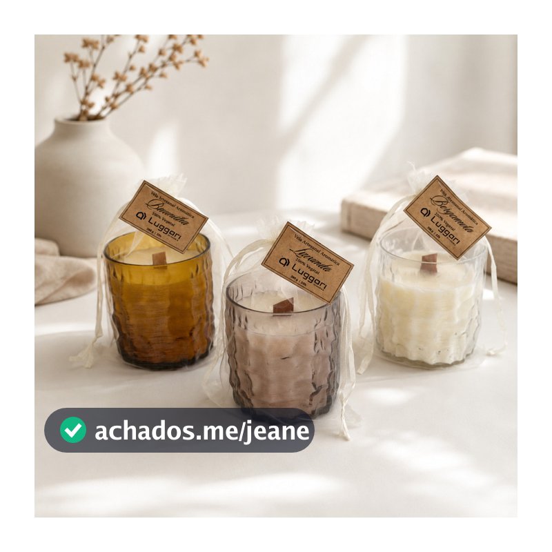 Vela Artesanal Perfumada C/ Pavio de Madeira 100% Vegetal 240g Aromas
