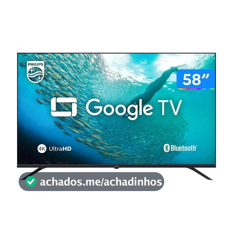 Smart TV 58" 4K UHD LED Philips 58PUG7019/78 Wi-Fi Bluetooth Google Assistente 3 HDMI 2 USB