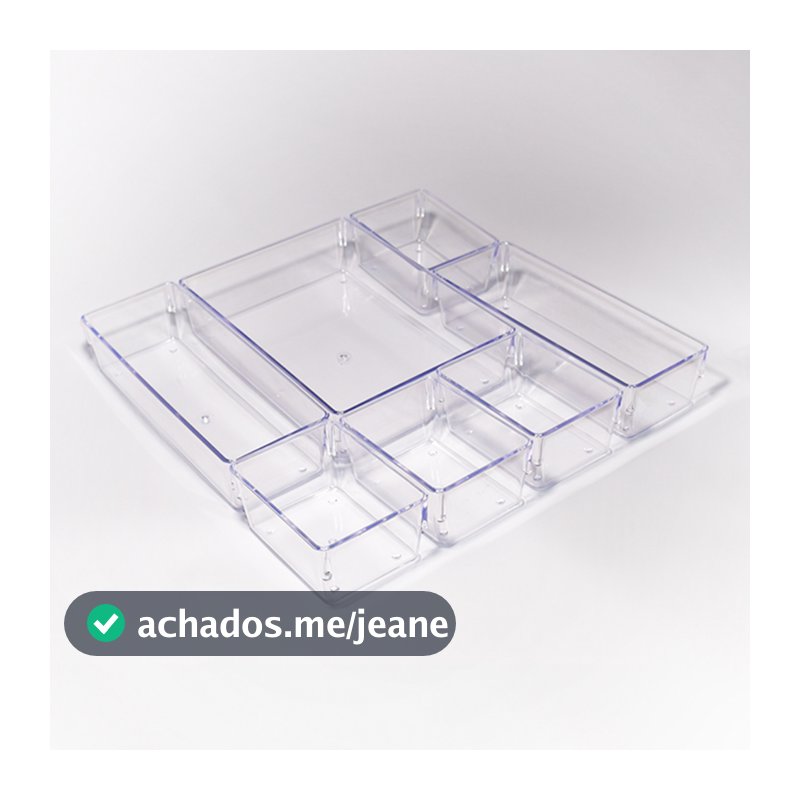 Kit com 7 Organizadores Acrílico Cristal Modular Para Geladeiras Gavetas e Maquiagens