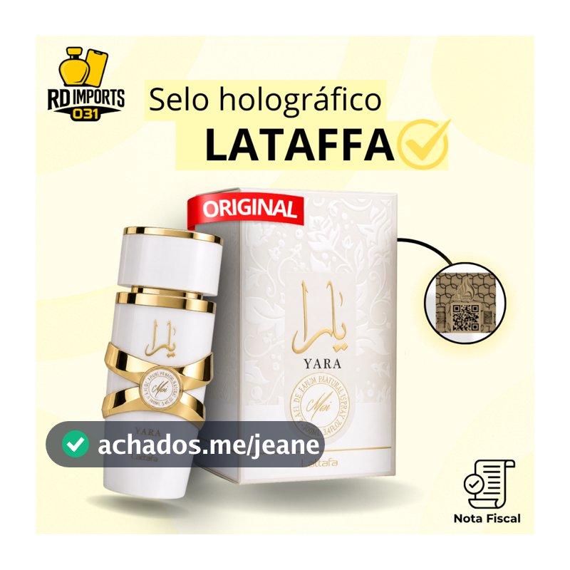 Perfume Árabe Yara Moi Branco Lattafa 100ml Feminino Original Importado Com Selo Holográfico e NF