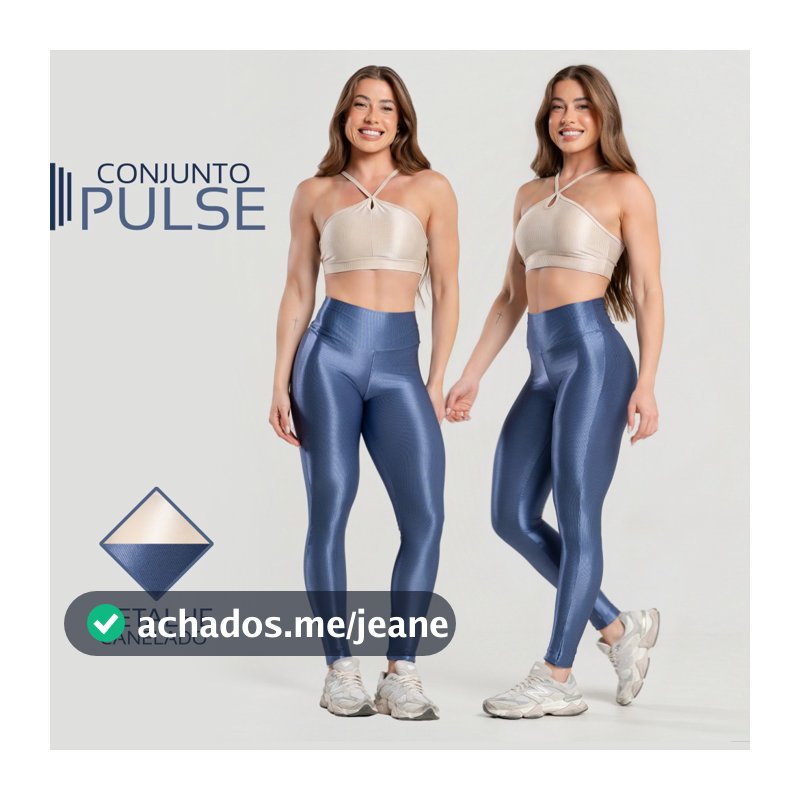 Conjunto Fitness legging básica microcanelado e top gota frente única Off White