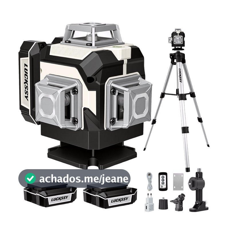 Nível A Laser Verde 16 Linhas Com Tripé Laser Level Autonivelante 30M 2 Bateria